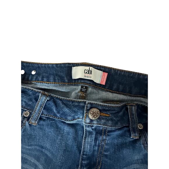 Cabi Slim Boyfriend Jeans Distressed Patchwork Blue Size 4 - Picture 5 of 6